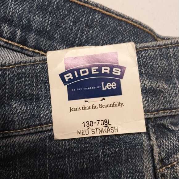 New Lee Riders Women's Bootcut Jeans Sz 14P Denim Blue Mid Rise Stonewashed - Picture 7 of 9